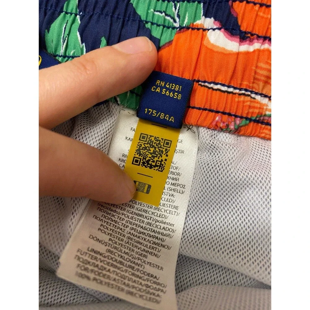 Polo Ralph Lauren Traveler Swim Trunks Men’s M Navy Tropical Floral Beach Lined